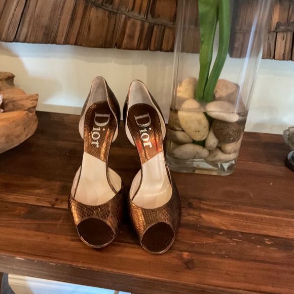 Christian Dior Vintage Copped Python D’Orsay Pumps Size 37 - Picture 5 of 10